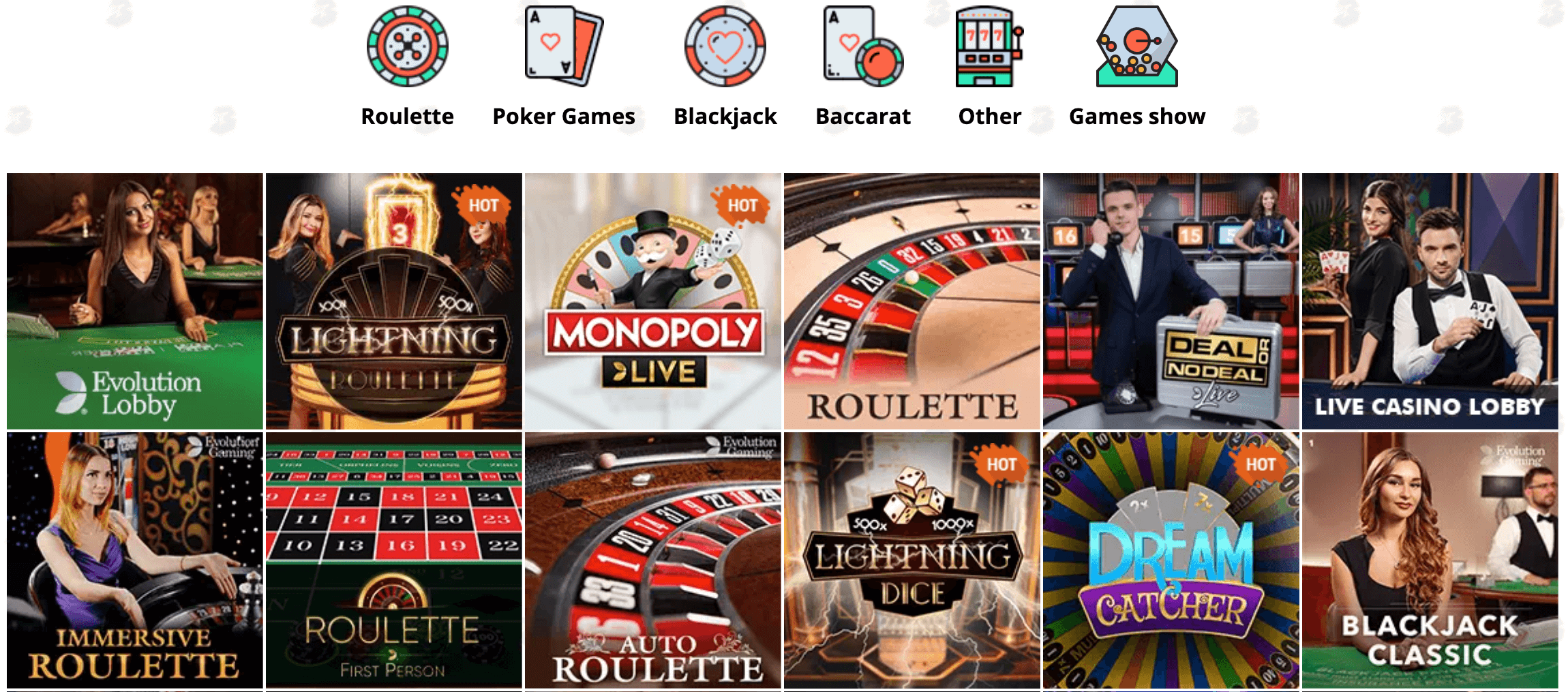 Ga meteen naar het Live casino van Bob