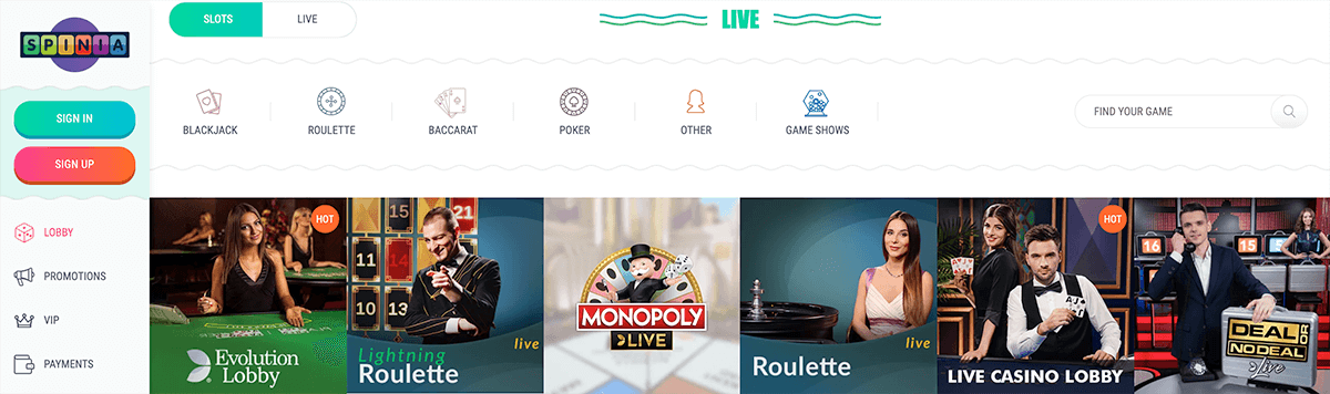 Meeste tafelspellen vind je in het Live casino